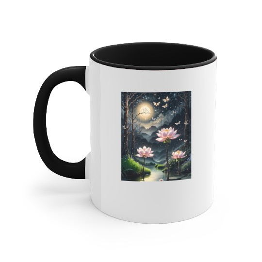 Lotus Blossoms Under the Moonlight Accent Mugs