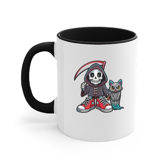 A colorful cartoon death skeleton Accent Mugs