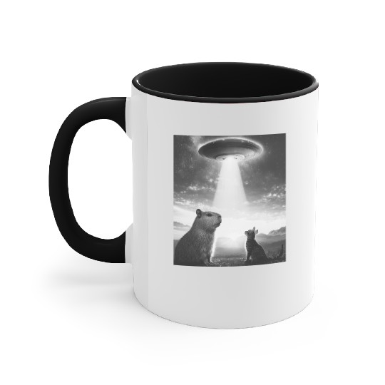 Funny Graphic Capybara Selfie With Ufos Weird Accent Mugs