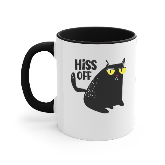 hiss off cat Accent Mugs