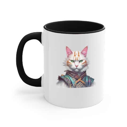 Samurai Cat Guardian Accent Mugs