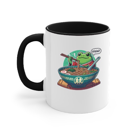 Cute Frog Enjoying Ramen - Oishii! Accent Mugs