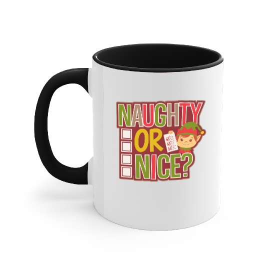 Playful Elf Naughty or Nice Holiday Fun Accent Mugs