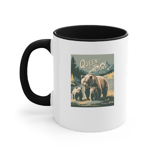 Queen of the Tetons Grizzly 399 Vintage Nature Art Accent Mugs