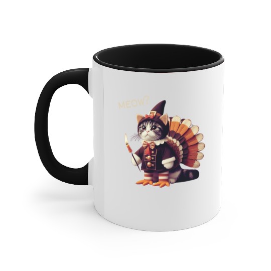 Thanksgiving Cat Fake Cat Meow Accent Mugs