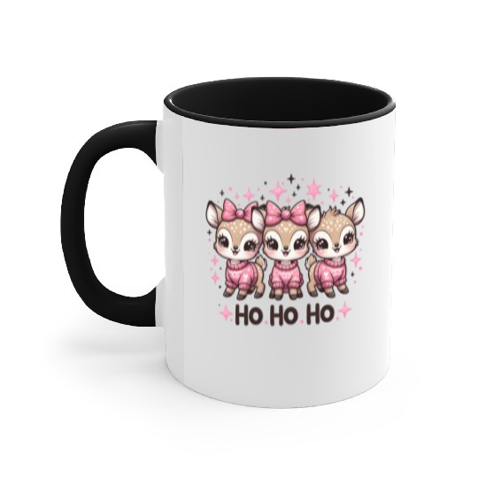 Ho Ho Ho Christmas Cute Baby Deer Accent Mugs