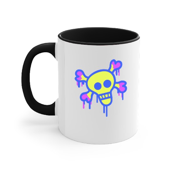 Pirate Skull and Bones Skeleton Graffiti Drops Fun Accent Mugs