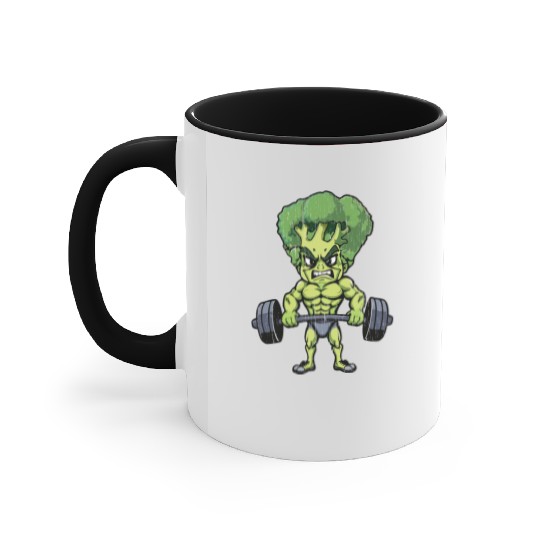 funny broccoli gym bodybuilding Accent Mugs