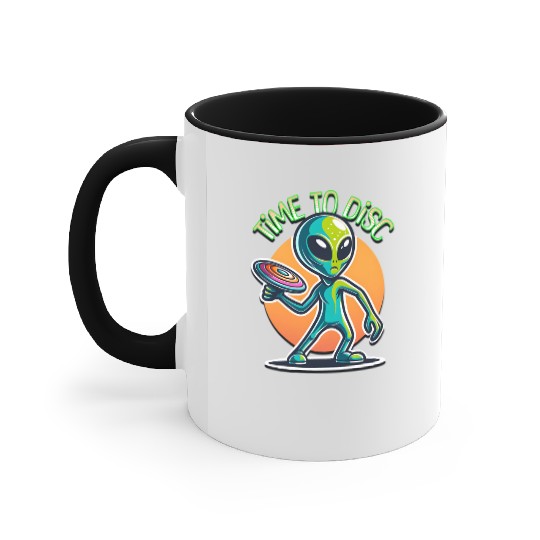 Alien Disc Golf | Retro Extraterrestrial Accent Mugs