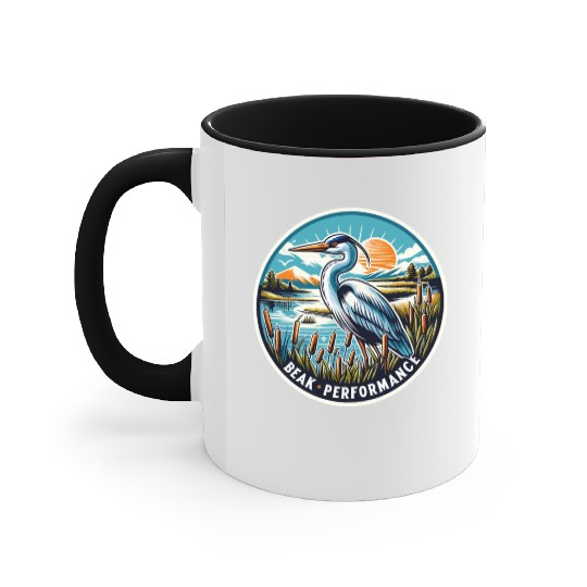Great Blue Heron Beak Performance Retro Accent Mugs
