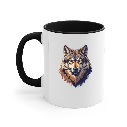 Wolf head 7 Accent Mugs