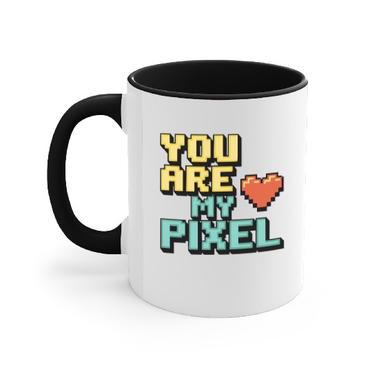 Gamer Valentine's Pixel 8-bit Gaming Couple Accent Mugs