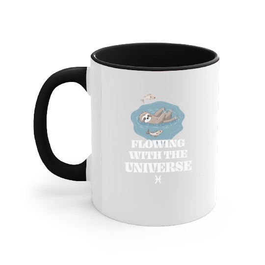 Pisces Zodiac Sloth Flowing With The Universe Accent Mugs
