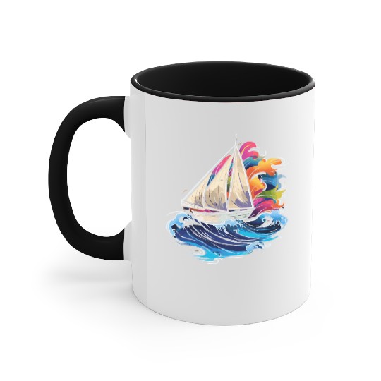 Sailing Synthwave Accent Mugs