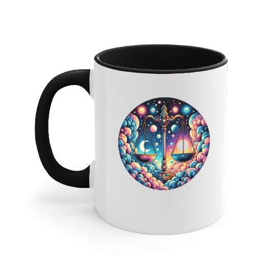 Libra - Celestial Scales of Balance Accent Mugs