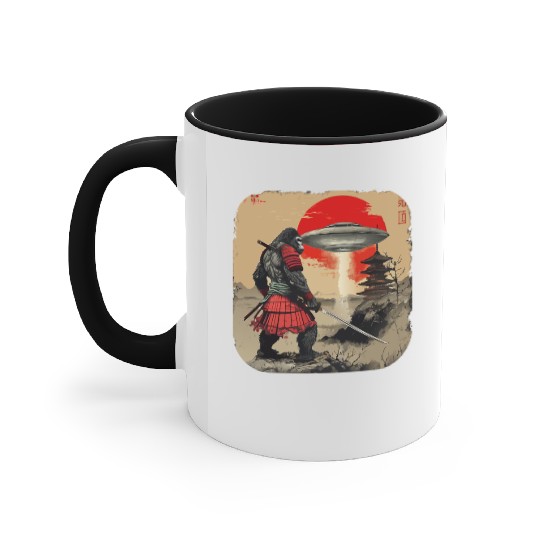 Samurai Bigfoot Japanese Vintage Graphic Ukiyo Accent Mugs