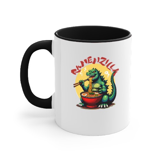 RamenZilla Ramen Noodle Loving Kaiju Monster Accent Mugs