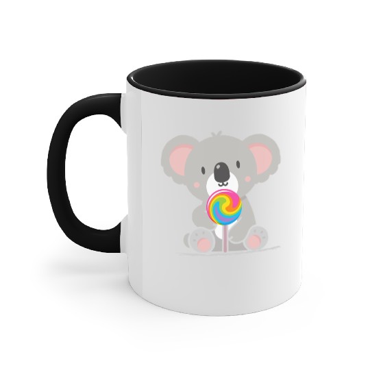 Cute koala with a colorful lollipop Accent Mugs