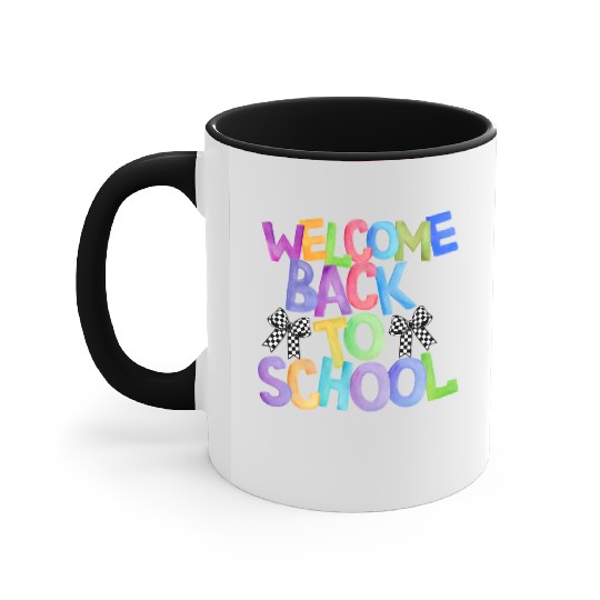 Welcome Back to School Coquette Bow Design Accent Mugs