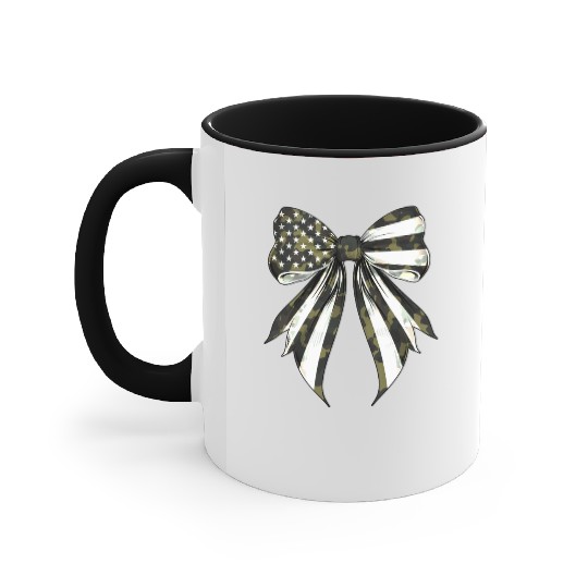 Coquette Bow Camouflage US Flag Pride Patriotic Accent Mugs