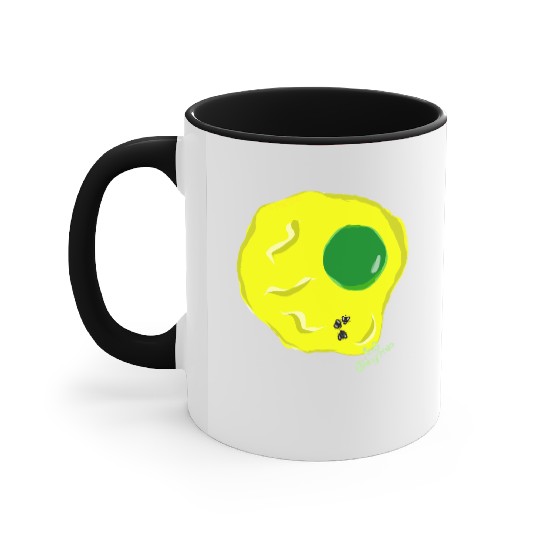 Yellow and green fried egg and flies Accent Mugs