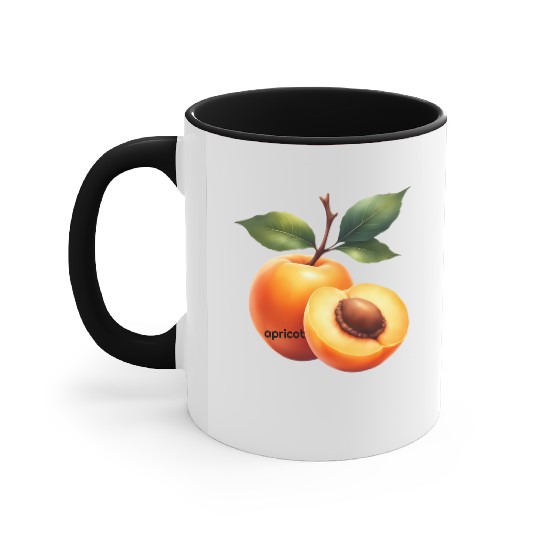 Apricot branch with green leaves Accent Mugs