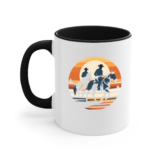 Western Cowboys Silhouette Accent Mugs