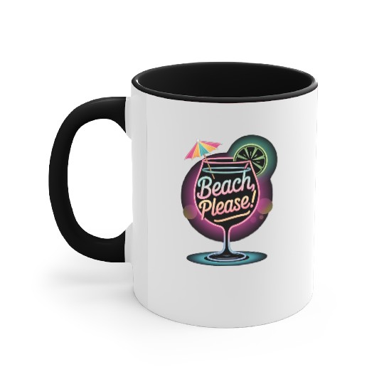 Neon Tropical Cocktail Beach Please Retro Summer Accent Mugs