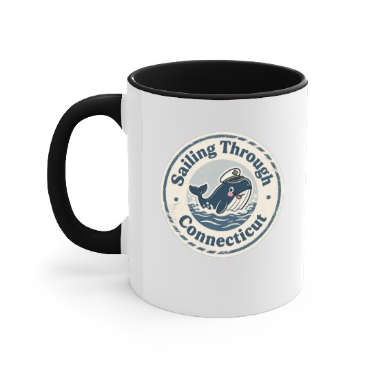 Connecticut Whale Captain Design Accent Mugs