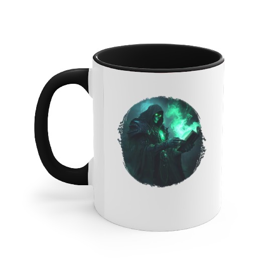 Green Shadow Mage with Burning Spell Book Accent Mugs