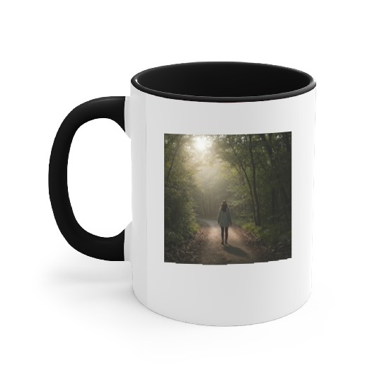 Enchanted Forest Path Illustration Accent Mugs
