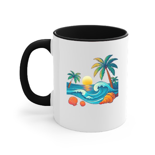 Tropical Sunset Beach Vibes Accent Mugs