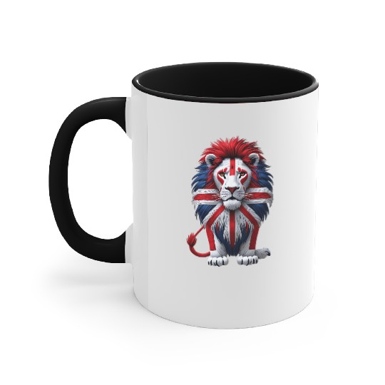 British Lion with Union Jack Flag Graphic Design Accent Mugs