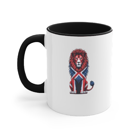 British Lion with Union Jack Flag Bold Art Design Accent Mugs