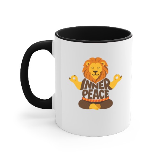 Lion Yoga Peace Graphic Accent Mugs