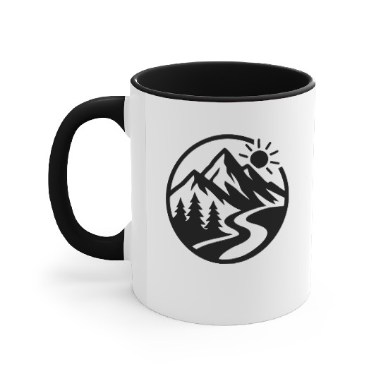 Nature Landscape - Trees, River, and Sun Accent Mugs