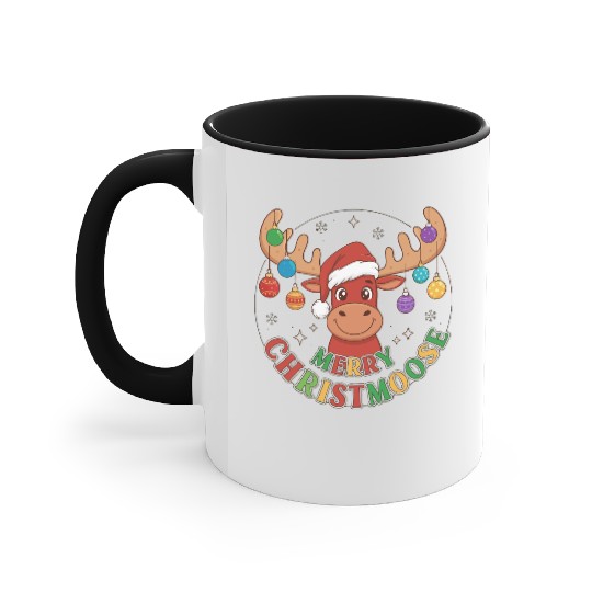 Festive Reindeer with Holiday Ornaments Accent Mugs
