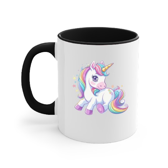 Cute unicorn rainbow fantasy Accent Mugs