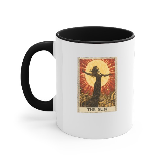 Vintage Tarot Card The Sun Accent Mugs