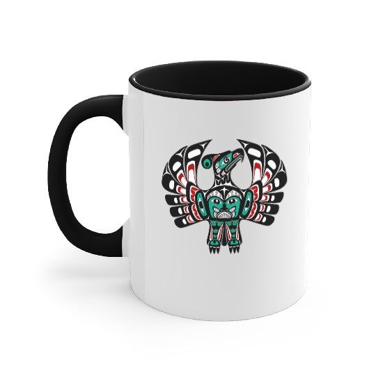 Native American Red Black Green Haida Thunderbird Accent Mugs