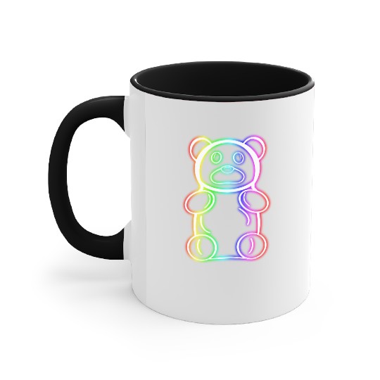 Neon Rainbow Gummy Bear Accent Mugs