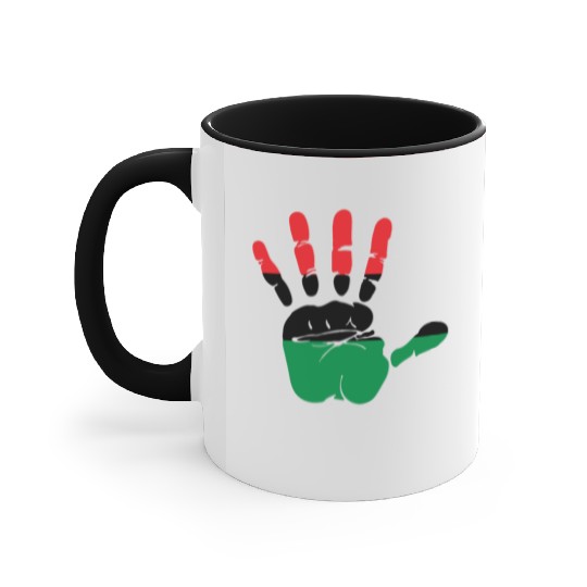 Pan African Flag Hand Print Sign Afro- American Accent Mugs