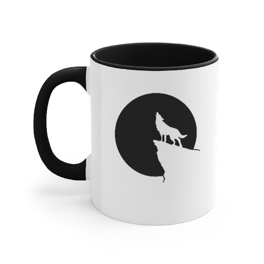 Howling wolf full moon space galaxy gift dog trend Accent Mugs