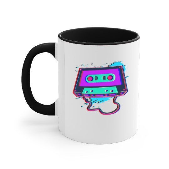 80s Music Cassette Tape : 3D, Neon, 80s songs Accent Mugs