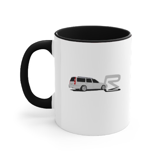 Volvoo V70R Turbo Brick Car Grey Accent Mugs