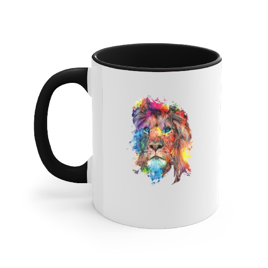 Colorful Lion Accent Mugs Lion Face Accent Mugs