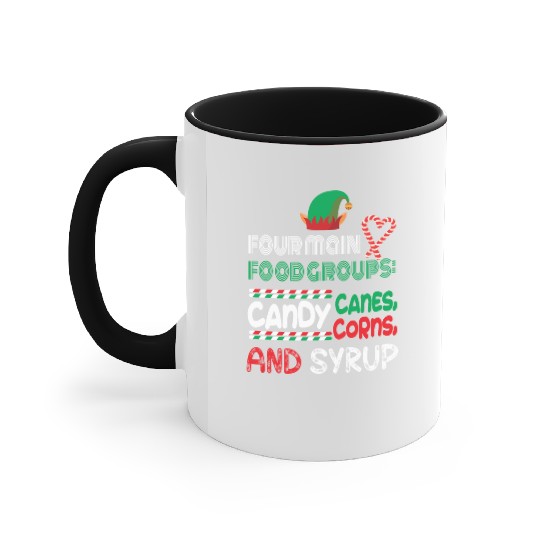 four main food groups candy candy funny elf saying Accent Mugs
