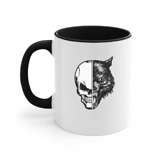 skull and wolf Accent Mugs