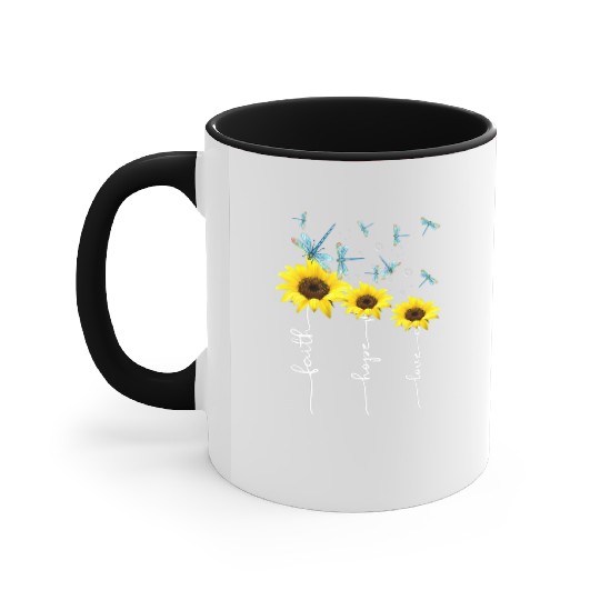 Faith hope love sunflower Accent Mugs