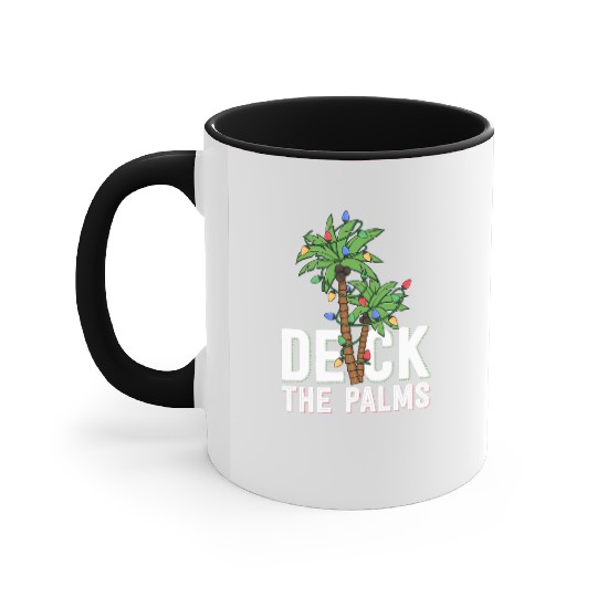 Deck The Palm Tree Lights Tropical Hawaii Family Accent Mugs